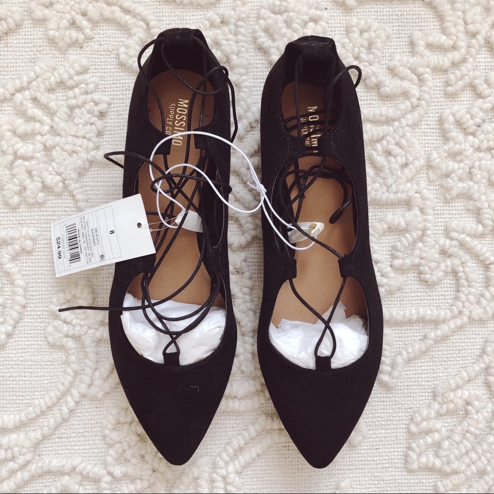 Lace Up Black Flats